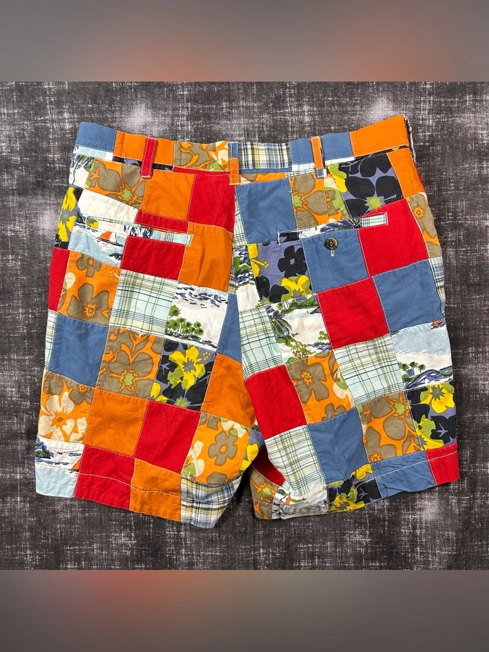 Loudmouth Y2K Golf Multicolor Patchwork Bermuda Shorts Mens 34x7 Beach Floral